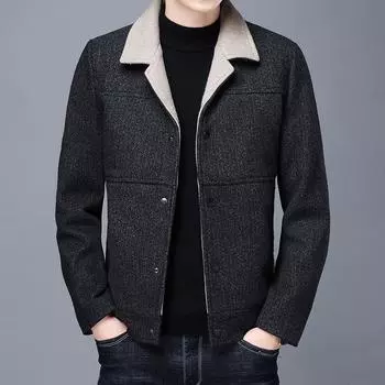 Новое мужское пальто весна-осень, высококачественная куртка с лацканами, повседневное красивое мужское верхнее пальто M чёрный