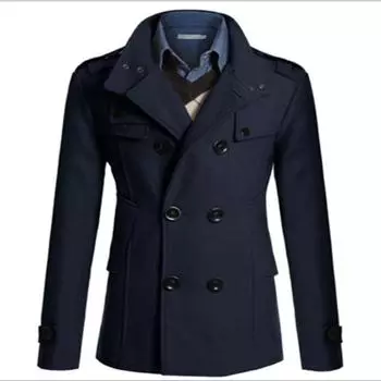 Новое мужское шерстяное пальто средней длины шерстяная ветровка мужское пальто S