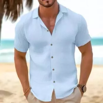 Новое мужское свободное повседневное ретро пальто, верхнее нижнее пальто из хлопка и конопли, универсальный повседневный классический кардиган, пляжная рубашка, мужской стиль S светло-синий