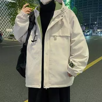 Новое мужское теплое хлопковое пальто с капюшоном и принтом астронавта из вельвета и утолщенного бархата для осени и зимы M