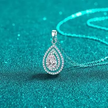 Новое настоящее GRA сертифицированное 1CT 5*8 мм грушевидное ожерелье с кулоном из муассанита для женщин S925, серебряное бриллиантовое ожерелье-цепочка с каплей воды 41-50cm&1CT 5X8mm