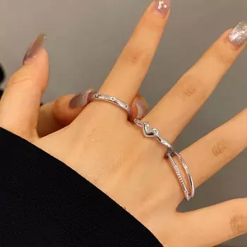 Новое нестандартное любовное открывающее кольцо с двойной дугой и волной, модное женское ювелирное украшение, подарки