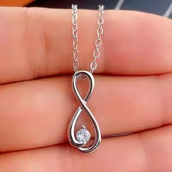 Новое нежное свадебное ожерелье, женское 8-образное кулон с круглым цирконием, сдержанное свадебное модное ювелирное изделие 42cm