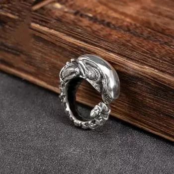 Новое нишевое Юньнаньское снежинка, персонализированное ретро-креативное кольцо с изображением пришельца, властное ювелирное изделие