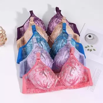 Новое нижнее белье без стальных колец, тонкий хлопковый бюстгальтер, сексуальный коллекционный бюстгальтер с вышивкой, бюстгальтер для мамы, женский бюстгальтер 75B