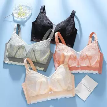 Новое нижнее белье большого размера без губки, большая грудь выглядит маленькой, ультратонкий бюстгальтер с заячьими ушками, бесшовная сборка и антипровисающий бюстгальтер 36/80 мандариновый