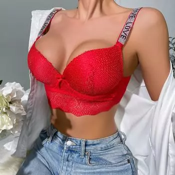 Новое нижнее белье, бретели с бриллиантами, французское кружево, стильный бюстгальтер, бюстгальтер 75B зелёный