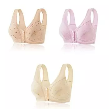 Новое нижнее белье с принтом и пряжкой спереди, женский бюстгальтер из мягкого хлопка, нижнее белье большого размера для женщин. 85