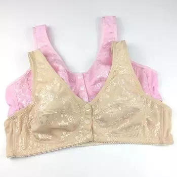 Новое нижнее белье с пряжкой спереди для людей среднего и пожилого возраста без стального обода, тонкий дышащий кружевной жаккардовый бюстгальтер жилетного типа для мам, бюстгальтер для женщин 36 yards/80BC розовый