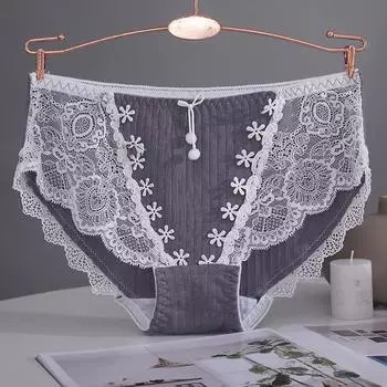 Новое нижнее белье женское хлопковое удобное модное со средней талией сексуальное бесследное дышащее женское кружевное кружево большие треугольные брюки one size розовый