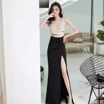 Новое облегающее платье для ночного клуба, сексуальное платье, вечернее платье для ночного клуба, облегающая рабочая одежда для ночного клуба S бежевый