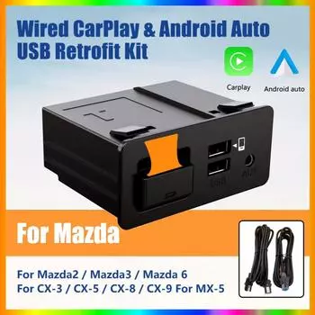 Новое обновление CarPlay Android Auto USB Hub OEM для модификации Mazda 3 2 6 CX3 CX5 CX8 CX9 MX5 Оригинальное радио TK78669U0C Carplay Kit чёрный