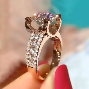Новое обручальное кольцо для женщин, модное кольцо на палец цвета розового золота, роскошные аксессуары для помолвки, ювелирные изделия высокого качества 6