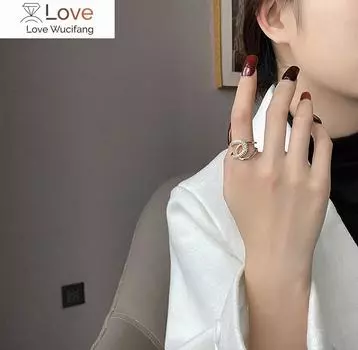 Новое очаровательное 14-каратное настоящее золотое двойное кольцо для женщин, регулируемый дизайн, красивые ювелирные изделия, блестящий циркон ААА, подарок на вечеринку Resizable