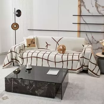 Новое однотонное клетчатое полотенце для дивана из шенилла, двухстороннее полотенце для дивана, универсальное одеяло для дивана с защитой от царапин от кошек Four Seasons 180x130