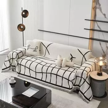 Новое однотонное клетчатое полотенце для дивана из шенилла, двухстороннее полотенце для дивана, универсальное одеяло для дивана с защитой от царапин от кошек Four Seasons 180x130cm1pcs