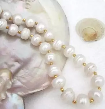 Новое огромное ожерелье из белого барочного жемчуга Южных морей диаметром 9-10 мм длиной 18 дюймов.