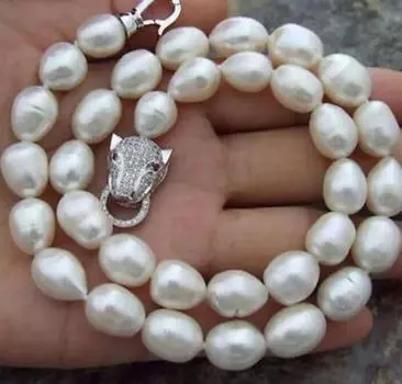 новое огромное ОЖЕРЕЛЬЕ С НАТУРАЛЬНЫМ БЕЛЫМ ЖЕМЧУГОМ ЮЖНОГО МОРЯ 9–10 ММ 18 ДЮЙМОВ