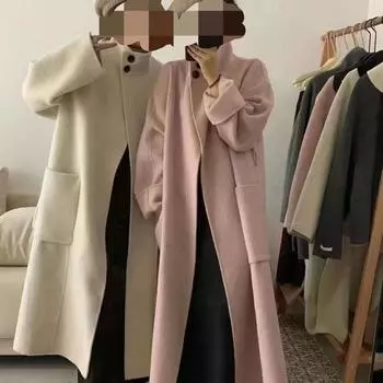 Новое осенне-зимнее двухстороннее шерстяное пальто для женщин в корейском стиле, свободное повседневное шерстяное пальто S розовый