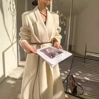 Новое осенне-зимнее двухстороннее шерстяное пальто длинное корейское свободное повседневное шерстяное пальто S