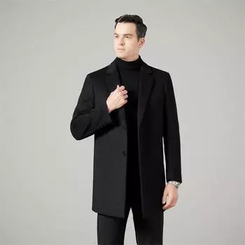 Новое осенне-зимнее кашемировое шерстяное пальто средней длины двухстороннее шерстяное мужское шерстяное костюмное пальто пуховик 170