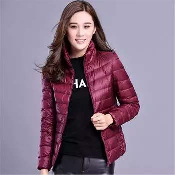 Новое осенне-зимнее легкое пуховое пальто, женское облегающее короткое пальто со стоячим воротником на большом утином пуху M
