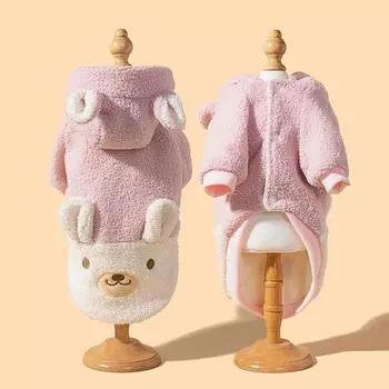 Новое осенне-зимнее милое хлопковое пальто с капюшоном из флиса с утолщением, теплая одежда для домашних животных, одежда для собак XS