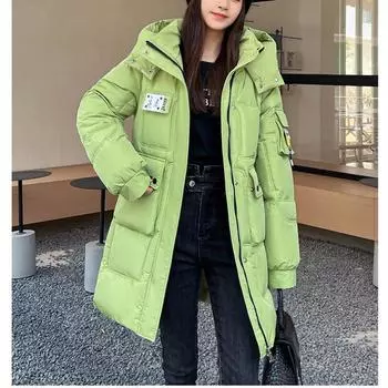 Новое осенне-зимнее модное женское хлопковое пальто, утолщенное, большого размера, свободное повседневное хлопковое пальто, женская куртка средней длины с капюшоном XXXL чёрный