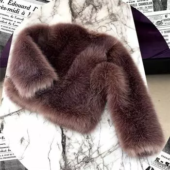 Новое осенне-зимнее пальто из искусственного лисьего меха с фасолью песочного цвета, женское корейское теплое меховое пальто для отдыха 3XL