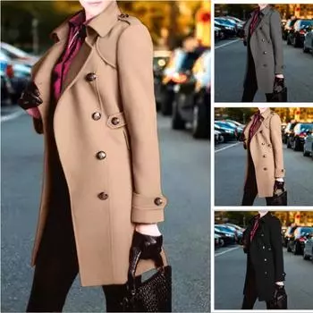 Новое осеннее и зимнее однотонное женское пальто из утолщенной шерсти. Желаемое пальто. Пальто. 3XL