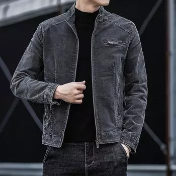 Новое осеннее мужское винтажное джинсовое пальто, топ, молодежная повседневная куртка, мужская корейская модная однотонная мужская хлопковая куртка M