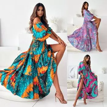 Новое осеннее облегающее платье с глубоким V-образным вырезом и разноцветным принтом S