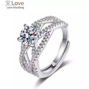 Новое открытое кольцо Cross Line для женщин, универсальные ювелирные изделия, кольца с бриллиантами из серебра 925 пробы, подарок на годовщину, день рождения, праздник, пара