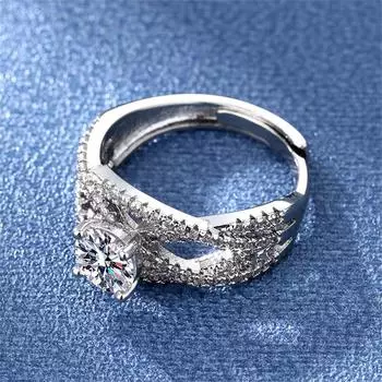 Новое открытое кольцо Cross Line для женщин, универсальные ювелирные изделия, кольца с бриллиантами из серебра 925 пробы, подарок на годовщину, день рождения, фестиваль, пара