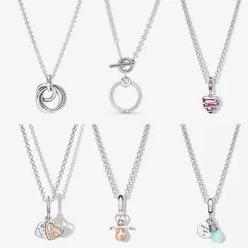 Новое ожерелье из 100% стерлингового серебра «сделай сам» для оригинальных аксессуаров для рукоделия, женское ожерелье красный