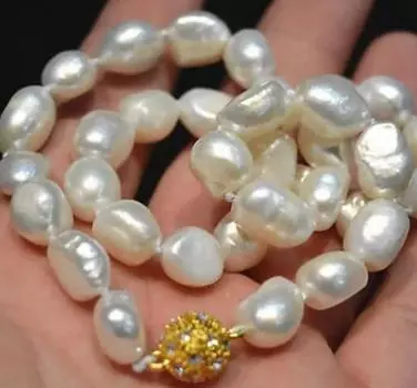 Новое ожерелье из белого жемчуга неправильной формы в стиле барокко диаметром 9-10 мм, 18 дюймов.