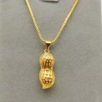 Новое ожерелье из цельной латуни с подвеской в виде арахиса в подарок для женщин 40CM