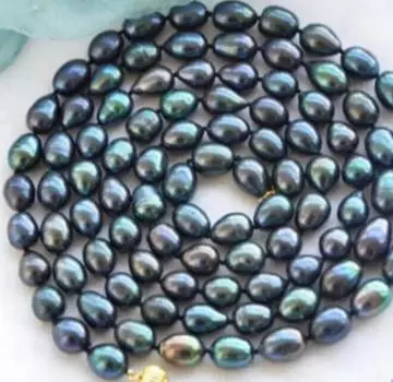 Новое ожерелье из черного таитянского натурального жемчуга диаметром 9–10 мм, длина 48 дюймов