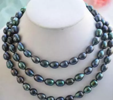 Новое ожерелье из черного таитянского натурального жемчуга диаметром 9–10 мм, длина 48 дюймов