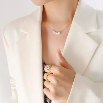 Новое ожерелье из искусственного жемчуга Dongdaemun для женщин, минималистская мода, индивидуальная вертикальная цепочка из титановой стали с покрытием из 18-каратного золота, аксессуары