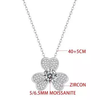 Новое ожерелье из муассанита отличной огранки 0,5/1 карат для женщин, милый кулон в виде клевера из стерлингового серебра 925 пробы с покрытием 18 карат, оригинальные ювелирные изделия