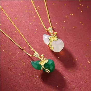 Новое ожерелье из натурального халцедона с подвеской в виде тыквы, женское, из стерлингового серебра S925, женская подвеска премиум-класса ко Дню матери