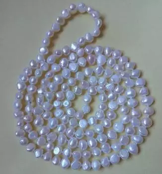 Новое ожерелье из натурального пресноводного жемчуга 50 дюймов, ожерелье в стиле оперы, природа в стиле барокко, длинная цепочка для свитера 7-8 мм