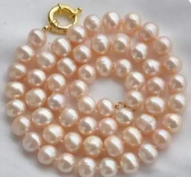 Новое ожерелье из натурального розового пресноводного жемчуга диаметром 8–9 мм длиной 32 дюйма
