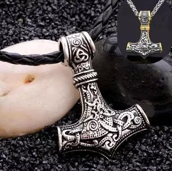 Новое ожерелье из нержавеющей стали в скандинавском стиле с викингом, индивидуальное властное ожерелье с молотом Тора, винтажный резной кулон серебряный