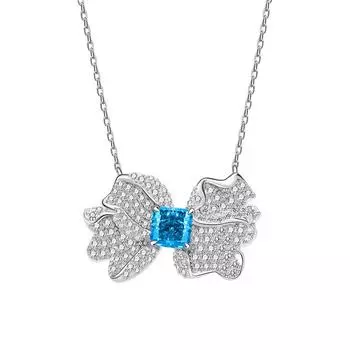 Новое ожерелье из стерлингового серебра 925 пробы с крыльями бабочки, женское светло-синее морское 6*6, модные универсальные невыцветающие аксессуары