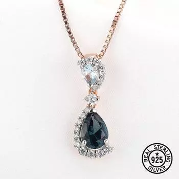 Новое ожерелье из стерлингового серебра 925 пробы с нано-голубым лондонским синим розовым золотом и разделением цветов 925 silver