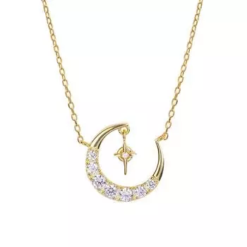 Новое ожерелье из стерлингового серебра 925 пробы со сверкающей луной для женщин, корейские цепочки, ожерелья, модные роскошные ювелирные изделия, подарок на день рождения