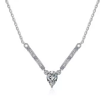 Новое ожерелье из стерлингового серебра 925 пробы 0,8 карата с настоящим муассанитом для женщин, подвеска в виде капли воды, цепочка на шею, женские ювелирные изделия