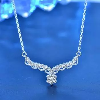 Новое ожерелье из стерлингового серебра S925 с рогами оленя, кулон из рога оленя, 0,5 карата, муассанит, рождественские праздники, брендовые ювелирные изделия для женщин CHINA белый